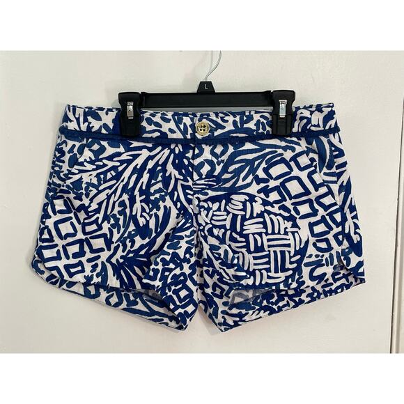 Lilly Pulitzer Shorts Size 0 Blue Animal Print Low Rise Tropical Resort Preppy - Picture 2 of 7